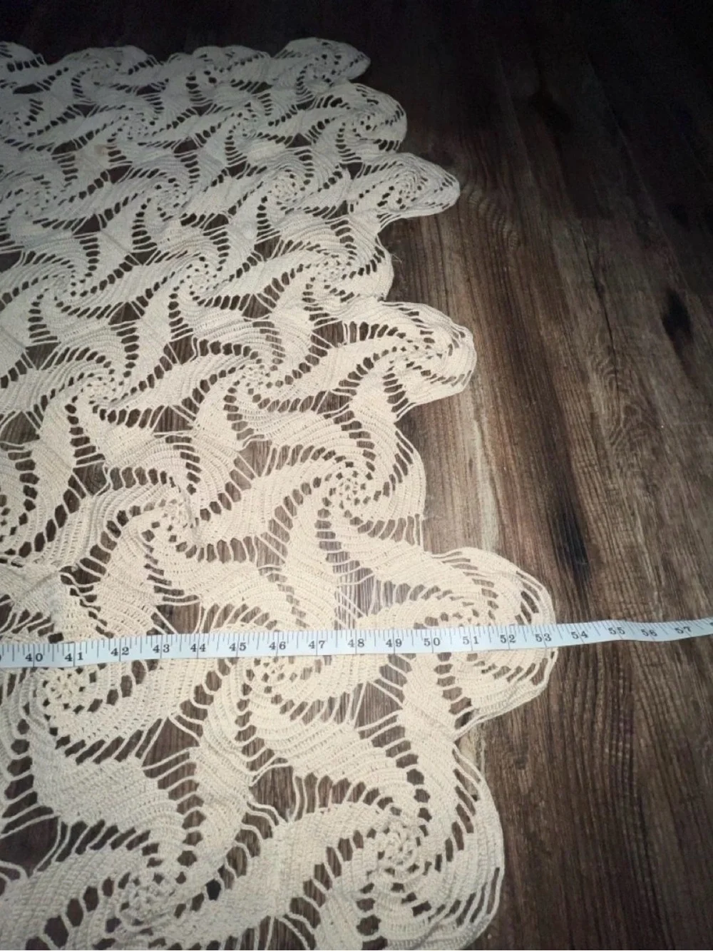 Handmade Vintage Delicate Beige Vintage Crochet Lace Tablecloth